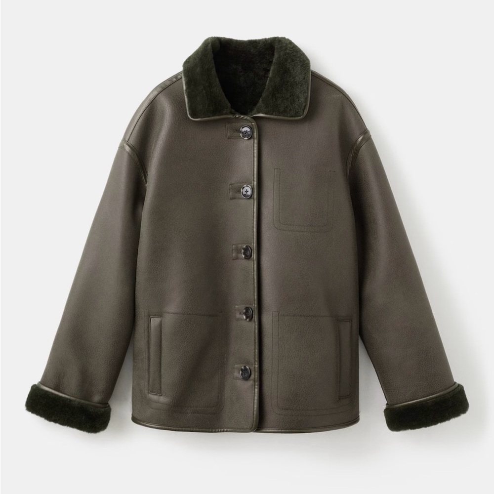 NWT MANGO Faux-Shearling Women's Jacket